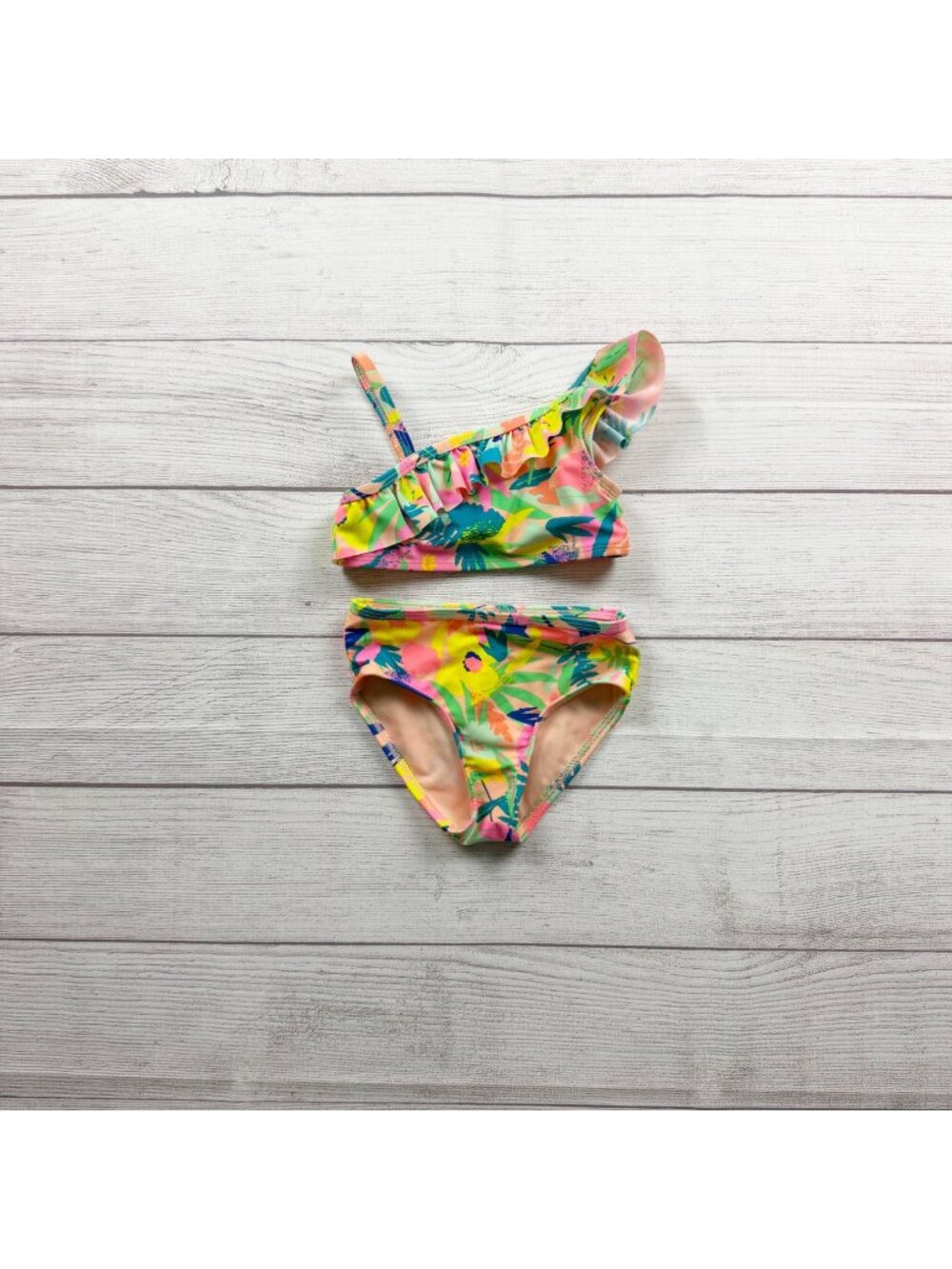 Cat & Jack Girls Tropical Print Two Piece Ruffle Bikini Swimsuit 2T